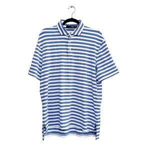 RLX Ralph Lauren Performance Polo Golf Shirt Blue Striped Men's Medium